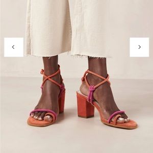 Alohas grace bicolour magenta and orange strappy suede sandal